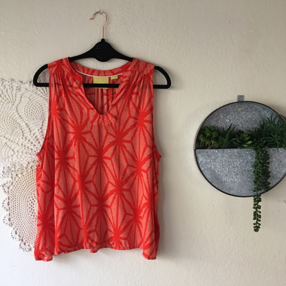 Maeve Enna geometric red star sleeveless blouse